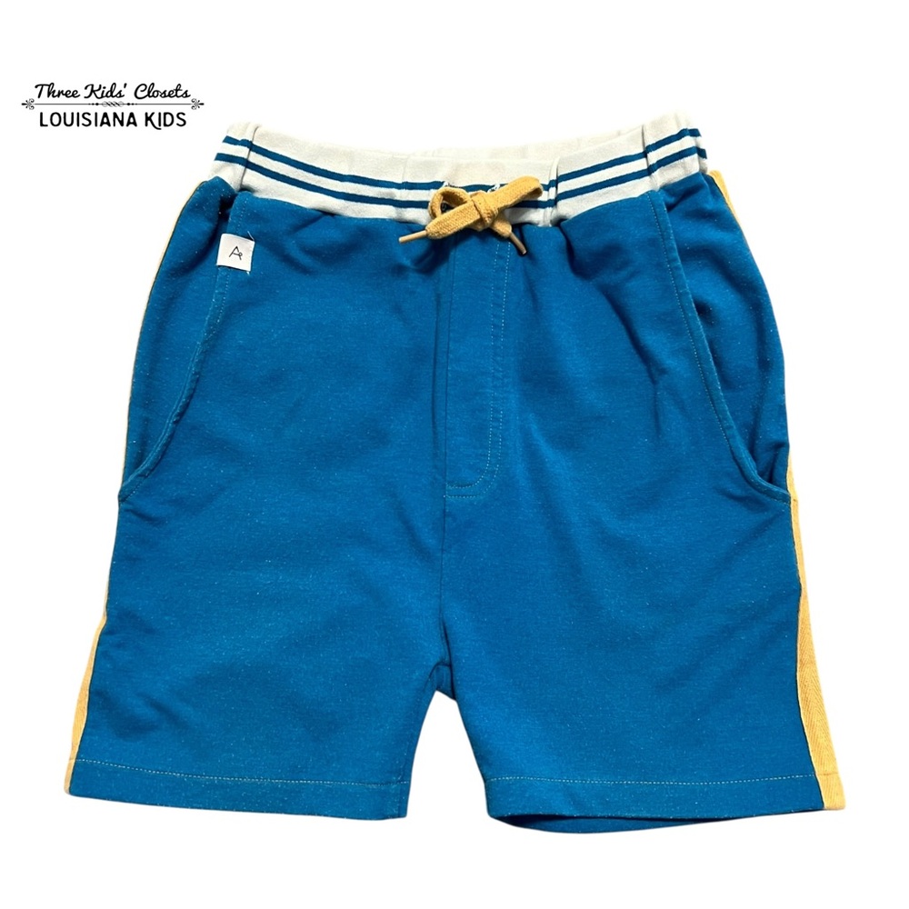 Alba of Denmark Sz 140 (10Y) Organic Blue & Yellow Stripe Drawstring Shorts